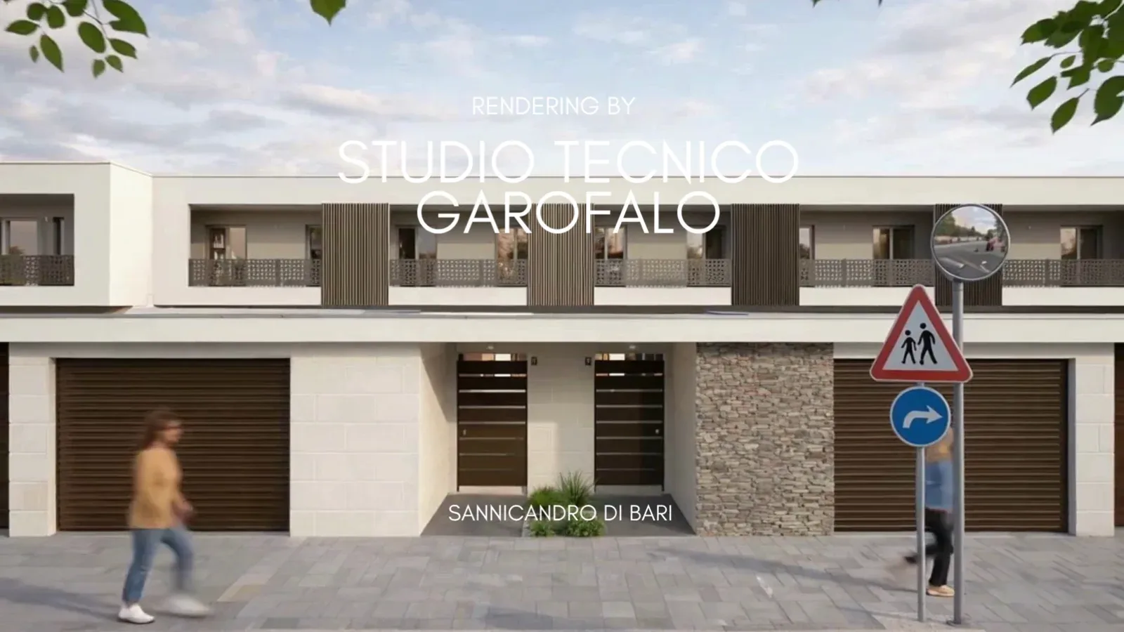 Vista del progetto residenziale con facciate contemporanee e balconi
